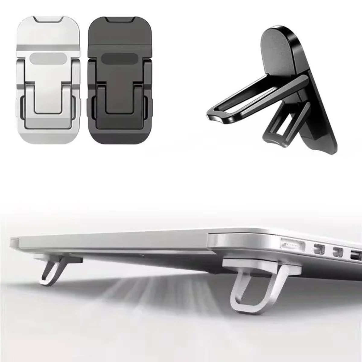 2PCS Foldable Laptop Stand Invisible Adhesive Adjustable Notebook Riser