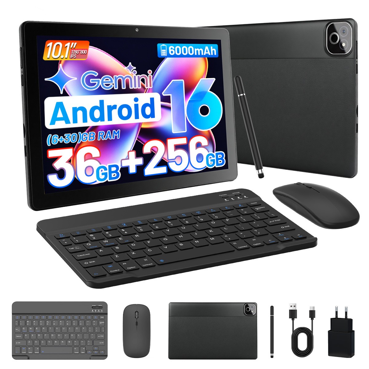 2026 Newest 10 inch Tablet Android 16 Tablet 36GB RAM+256GB ROM Octa-Core WiFi