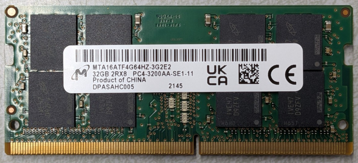 Micron 32GB DDR4 3200AA MTA16ATF4G64HZ-3G2E2 – Laptop RAM SO-DIMM (1 x 32GB)