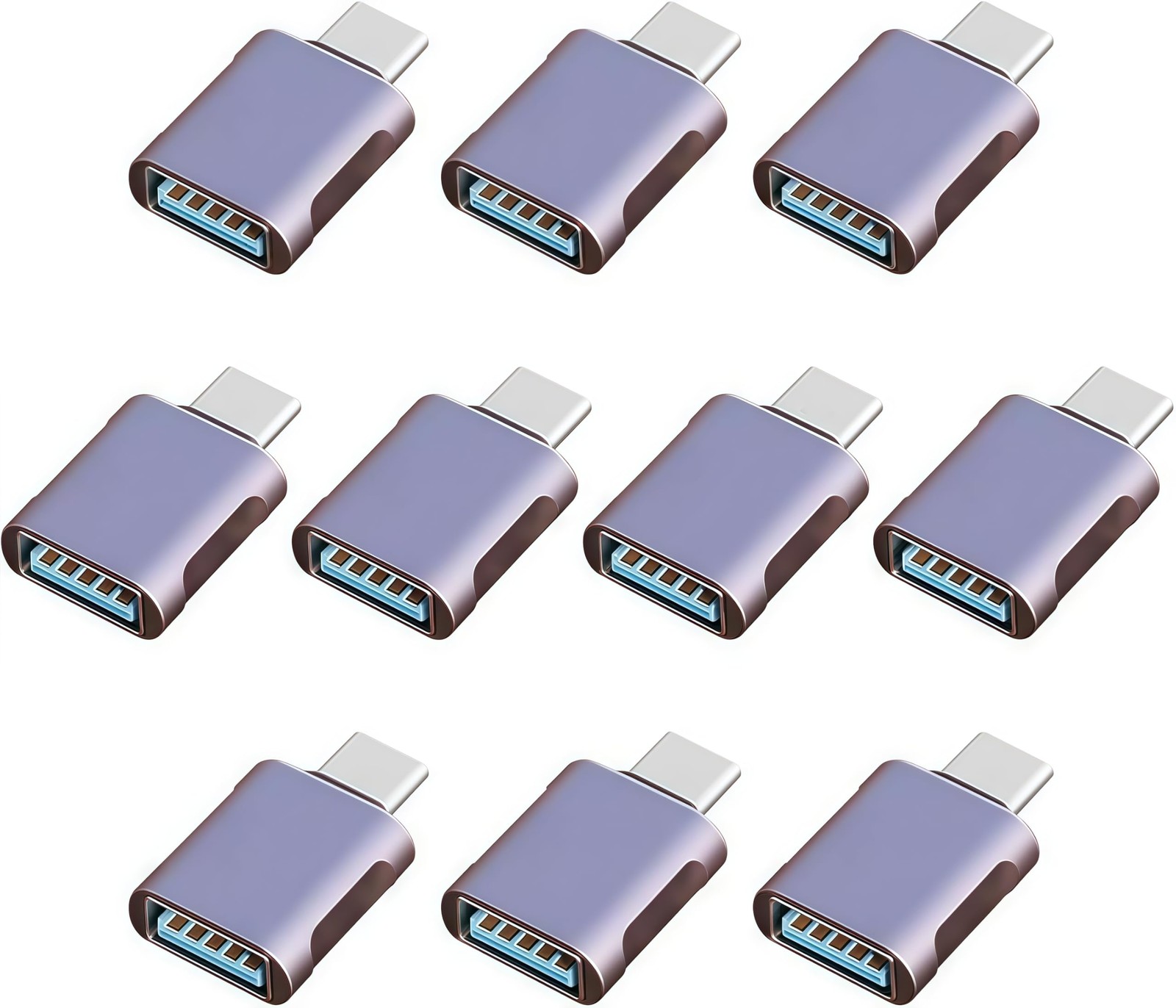 10 Pack Up to 10Gbps USBC USB Adapter,USB Male 10 pack, 10 Navy Blue