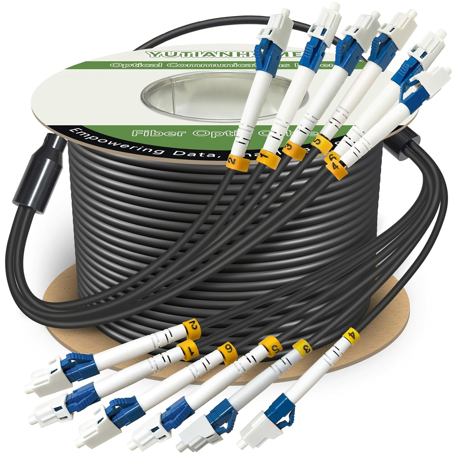 100 Meters 6 Core Industrial TPU LC to LC Outdoor Armored Fiber Optic Cable, OS2