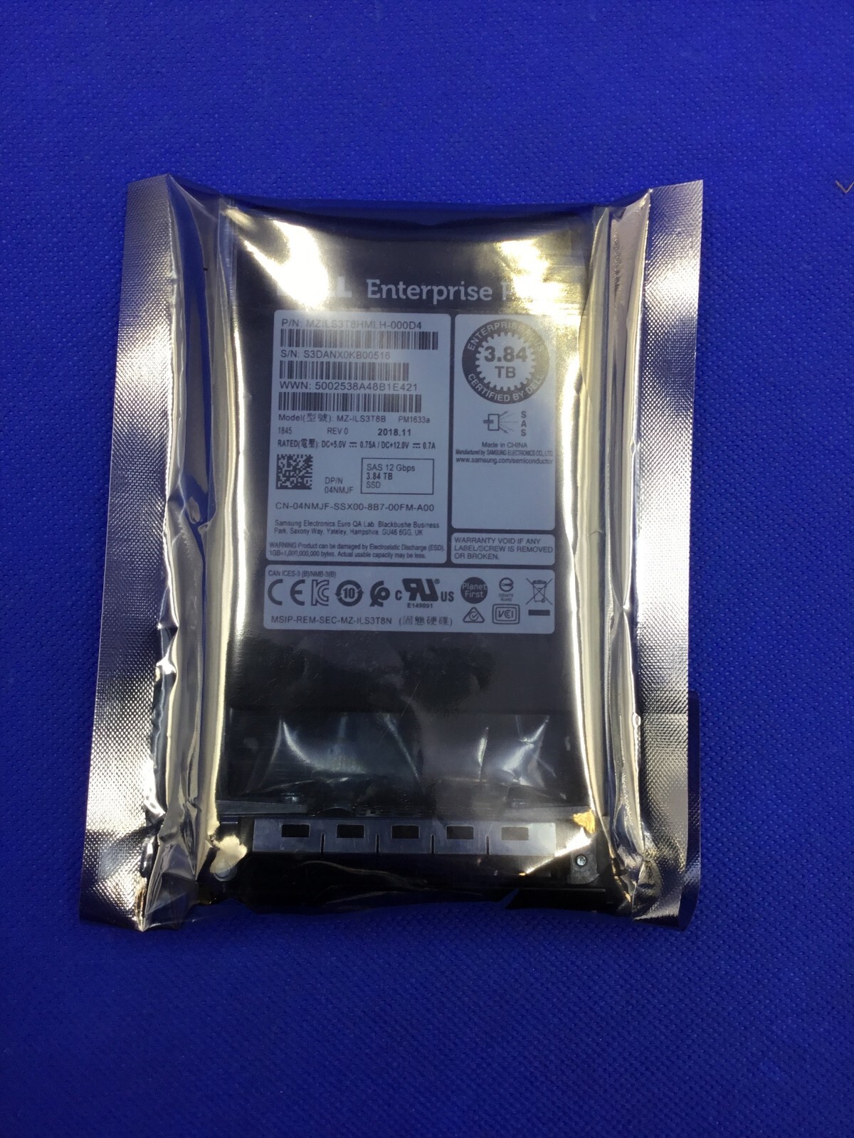 4NMJF Dell Compellent 3.84TB SAS 12Gbps Read Intensive 2.5” SSD MZ-ILS3T8B