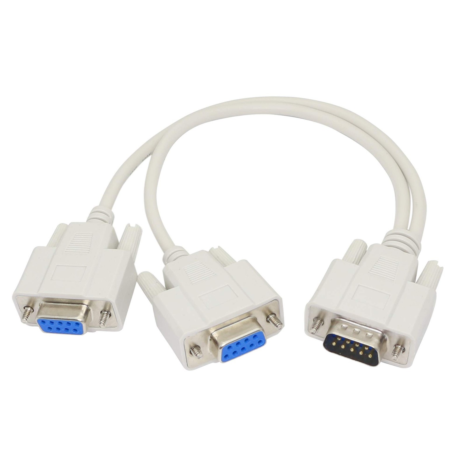 30cm DB9 Y Splitter Cable 9 Pin 1 Male To 2 Female RS232 Serial Adapter
