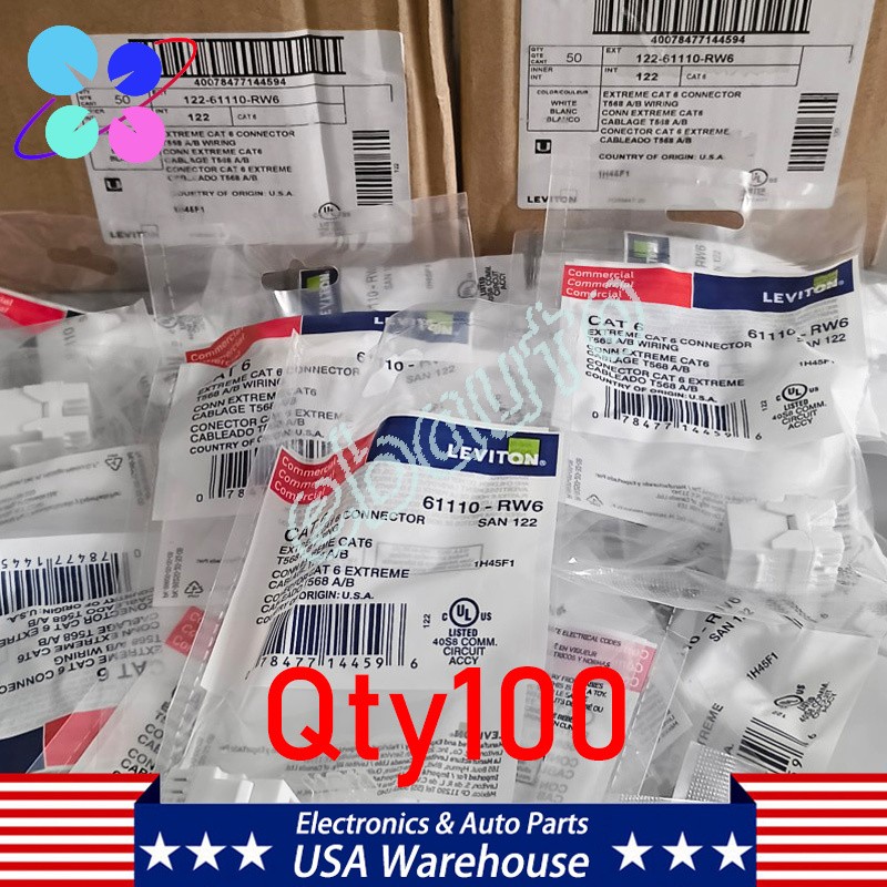 100PCS/Box For Leviton 61110-RW6 Cat 6 Keystone jack Gigabit RJ45 Color: WHITE