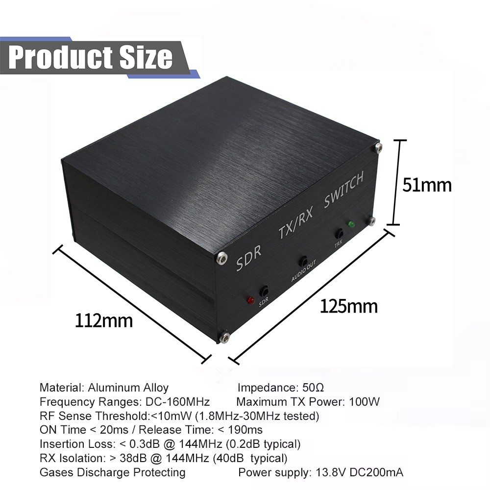 100W SDR Adapter Switch TX RX Switch Antenna Sharer TR Switch Box Kit DC-160MHz