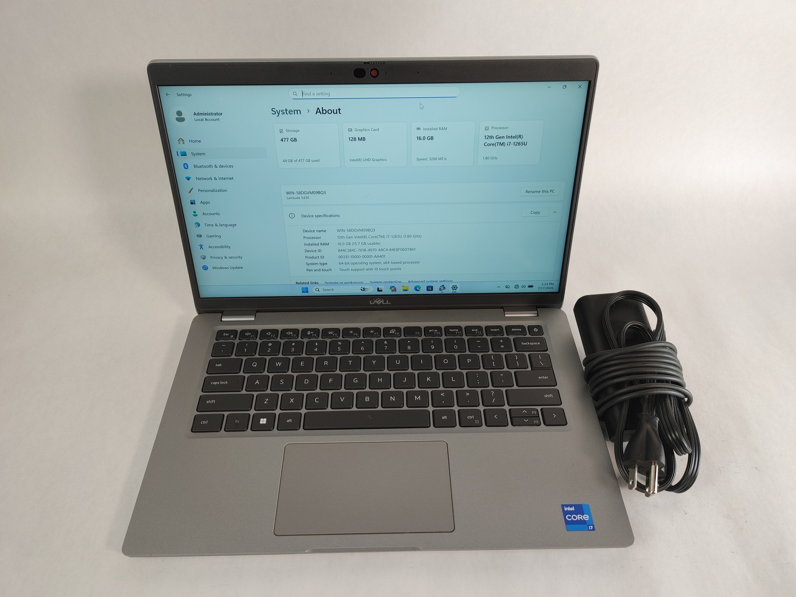 Dell Latitude 5430 Core i7-1265U 1.80 GHz 16 GB DDR4 512 GB NVMe Windows 11 Pro