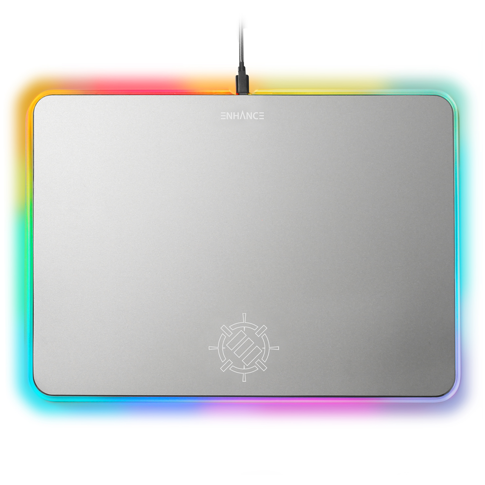ENHANCE Aluminum LED Mouse Pad with Rainbow Illumination – Metal Alloy Finish