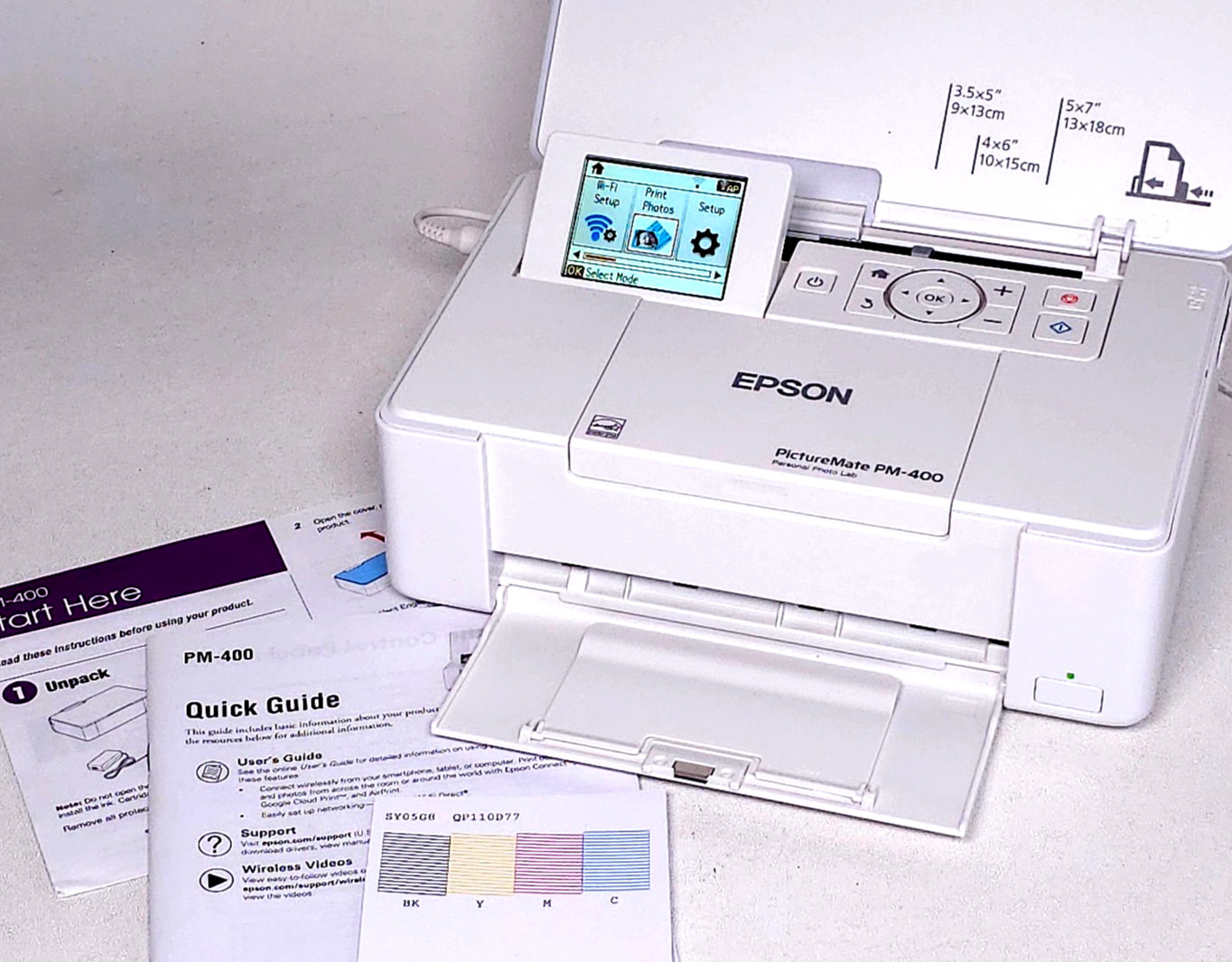 Epson PictureMate PM-400 Compact Wireless Photo Printer Complete ~Tested Working