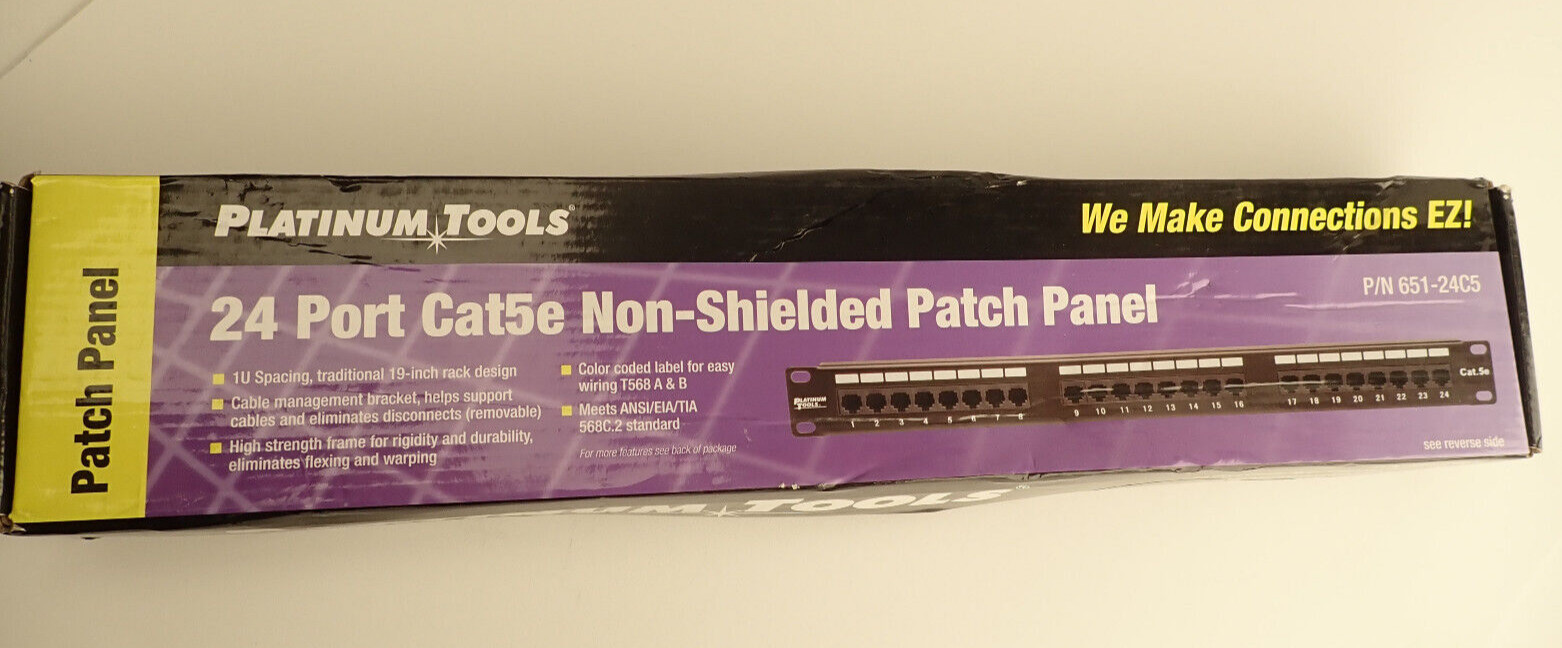 1 – 24 Port Cat5e Non-Shielded Patch Panel P/N 651-24C5