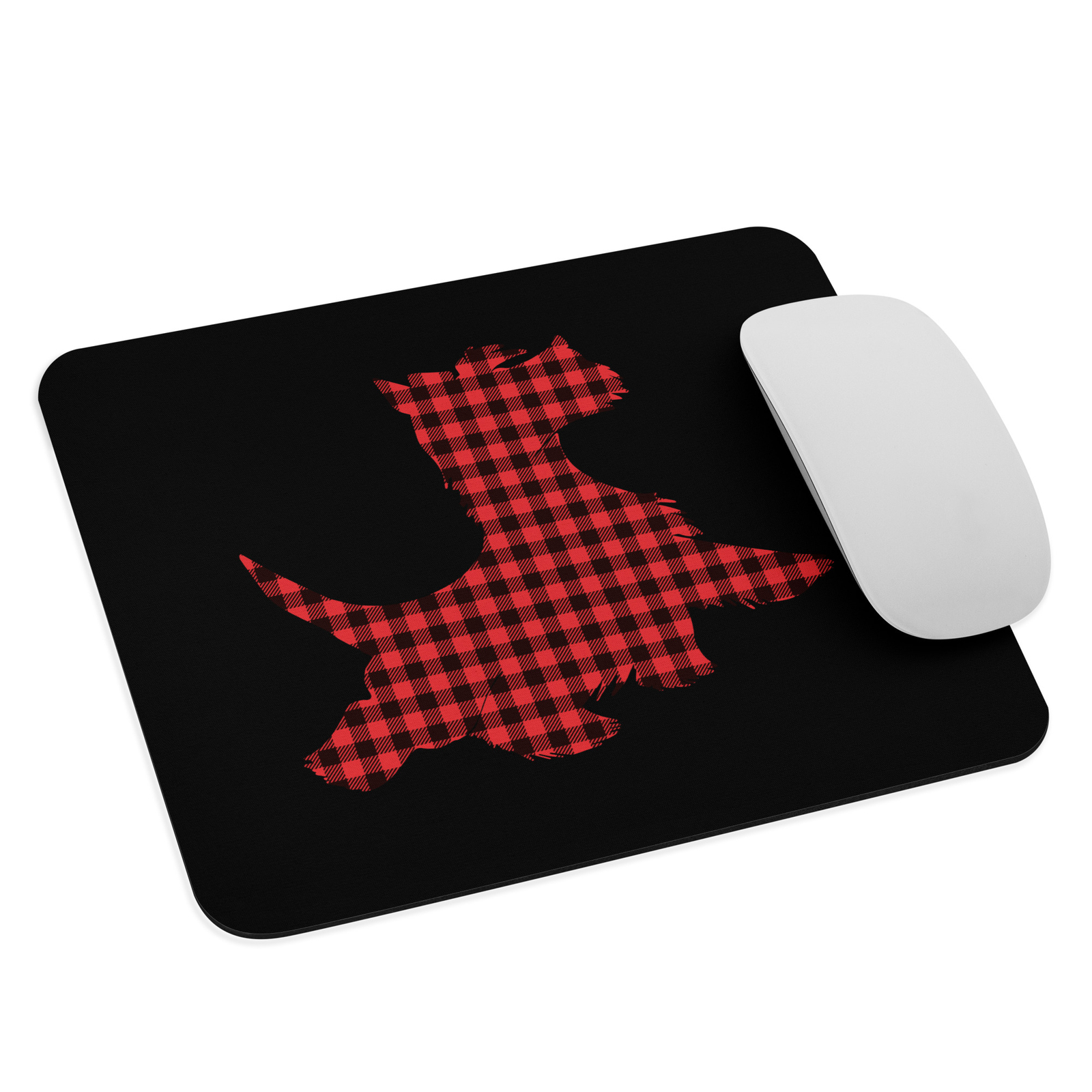 Red and Black Plaid Scottie Dog Mouse Pad Scotty