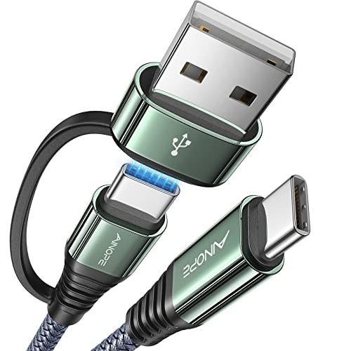 USB C Cable Fast Charging with USB Adapter, Woven 60W USB to USB C 10FT 1 Grey