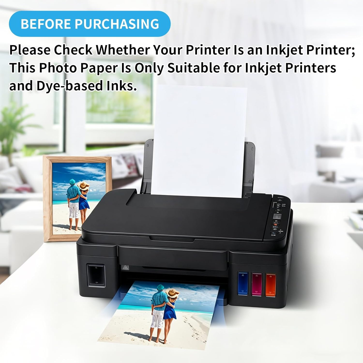 Glossy Photo Paper, Premium 4X6 Photo Paper 200 GSM/54 LB, 100 Sheets for Dye