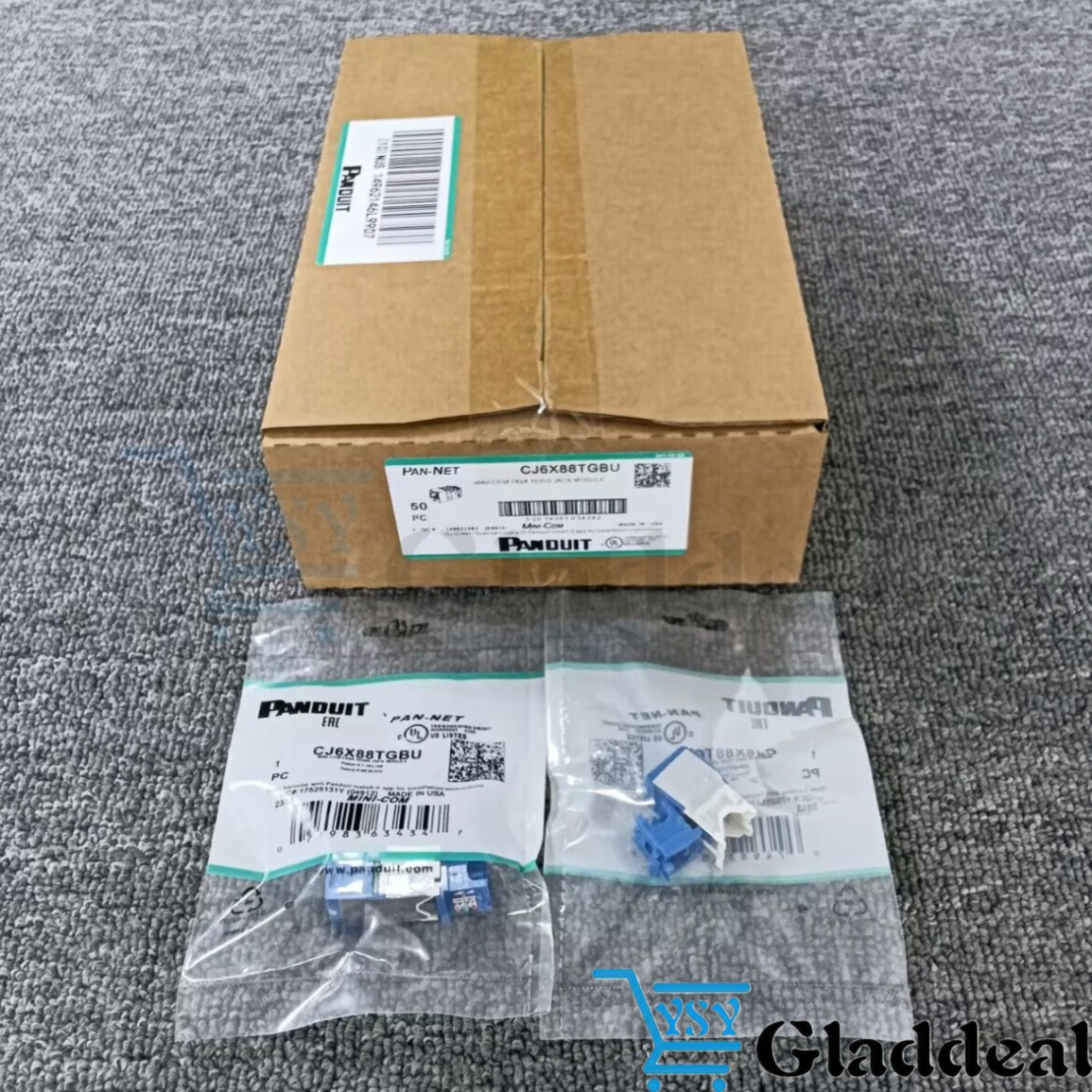 New CJ6X88TGBU (BOX OF 50) For Panduit Cat6a 10 Gig Mini-Com Jack Blue