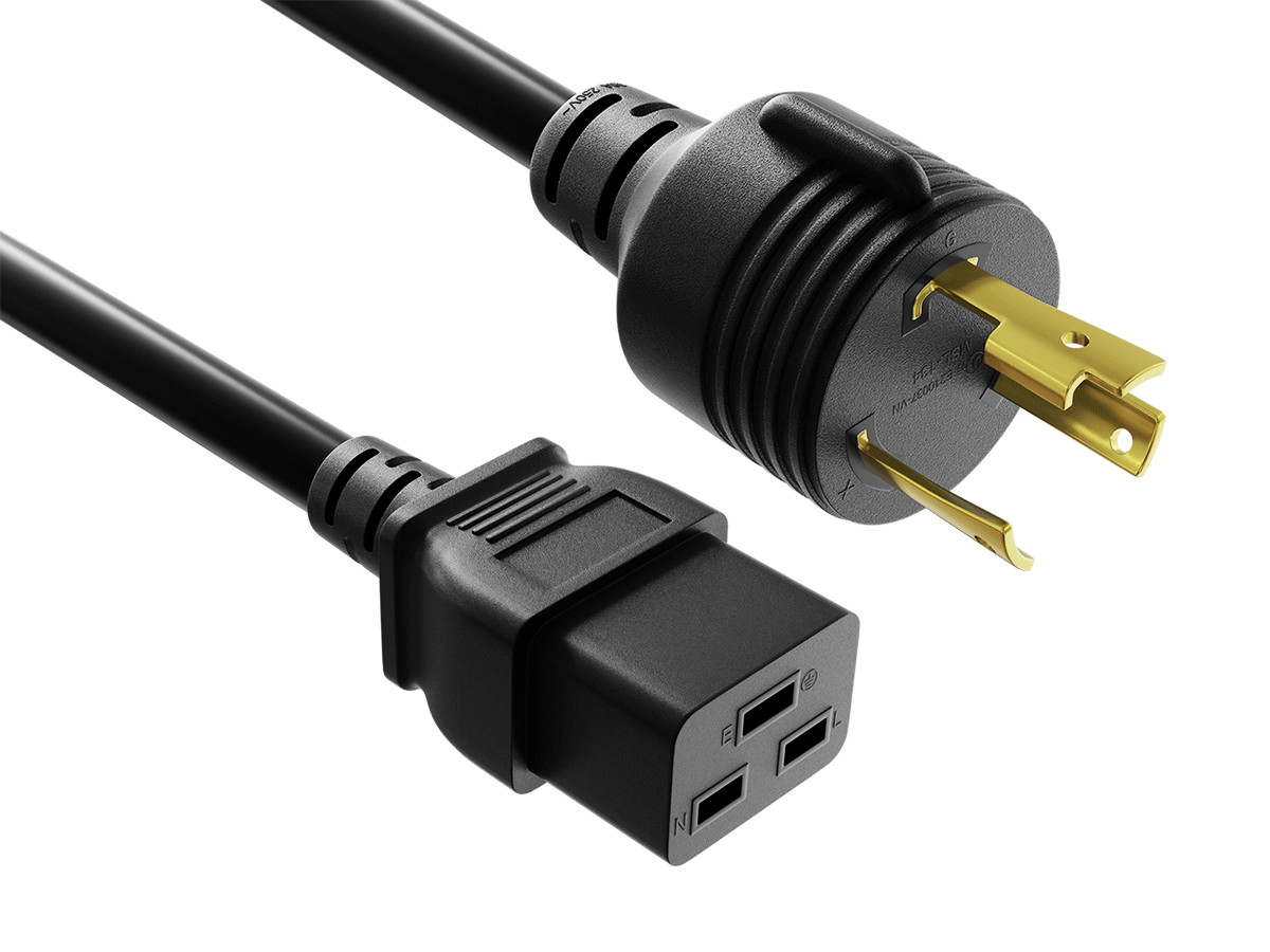 10ft NEMA L6-30P to C19 Heavy Duty Power Cord 12AWG, 20A, 250V