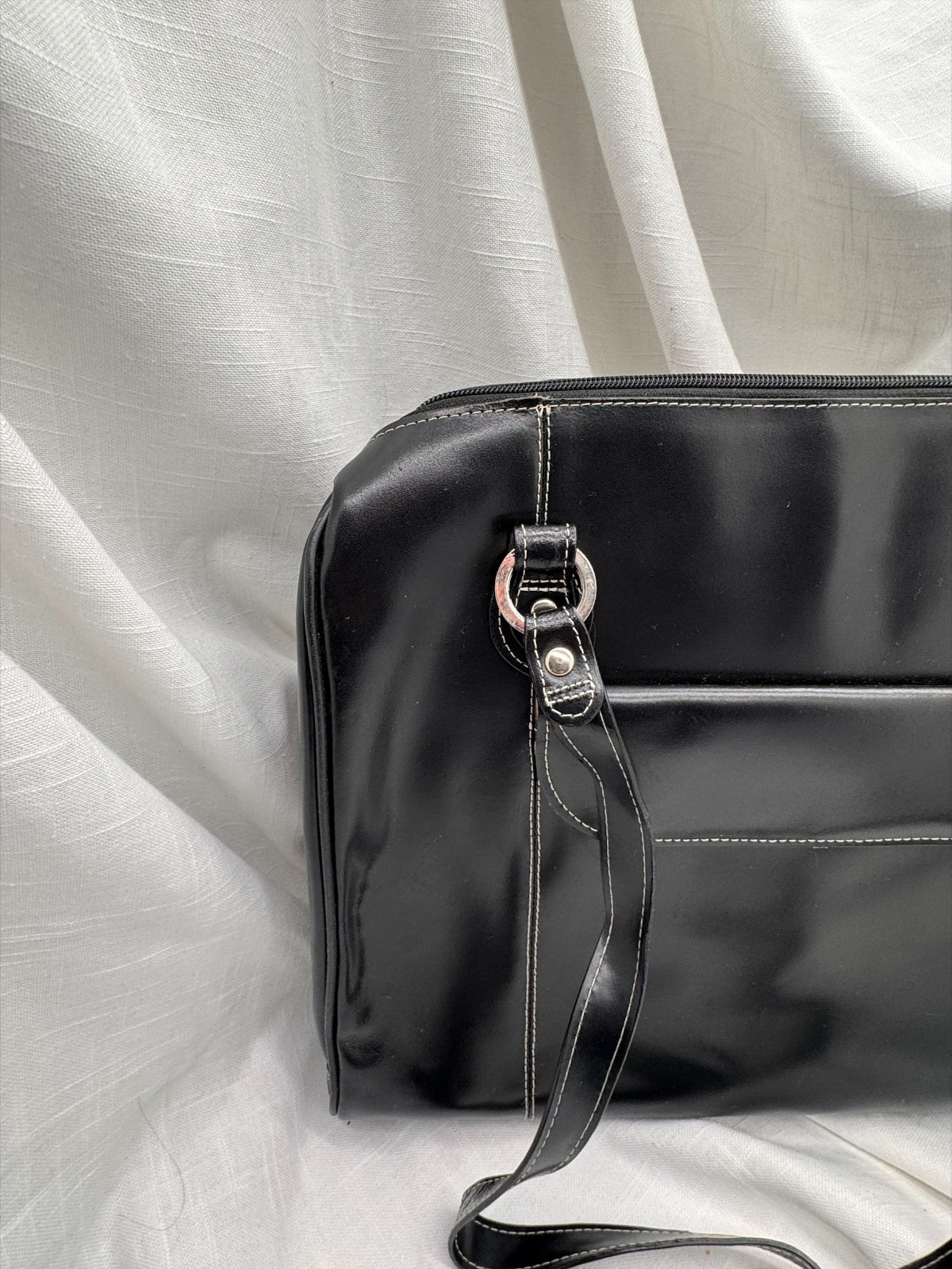McKlein Laptop Briefcase Shoulder Bag Black Contrast Stitch Business