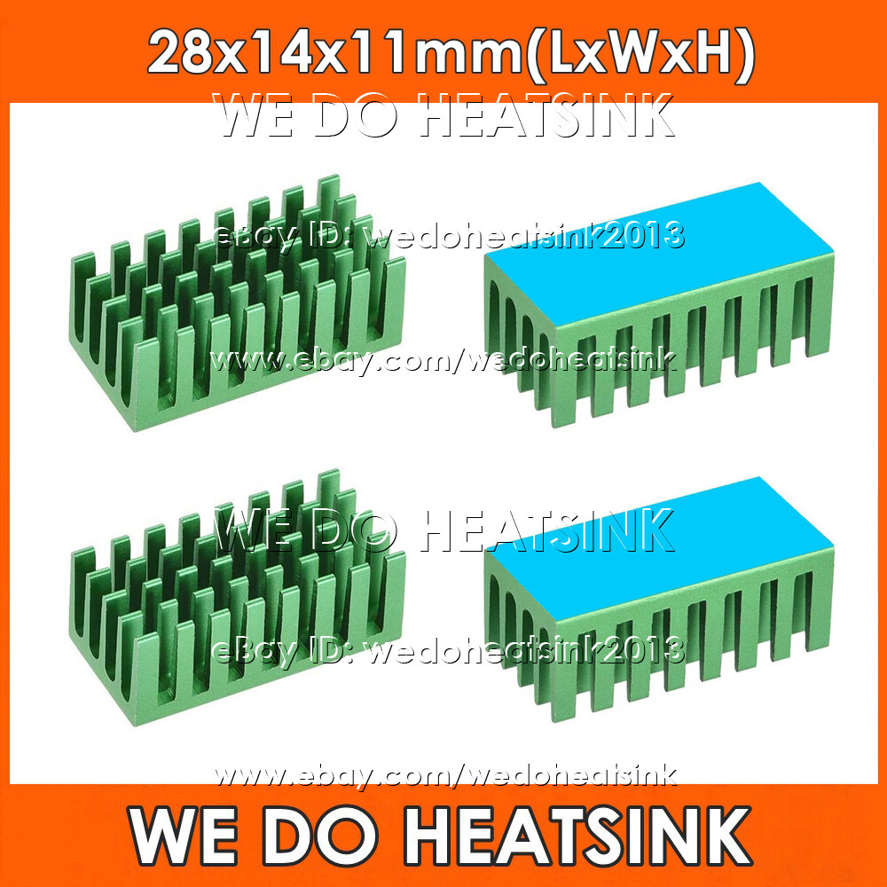 28x14x11mm Green Anodized Heatsink Radiator Cooler With Thermal Pad for CPU IC