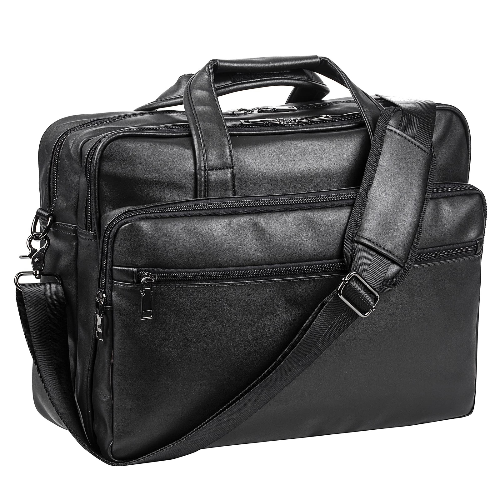 Leather Laptop Bag,Men’s 17.3 Inches Messenger Briefcase Business Computer Sa…