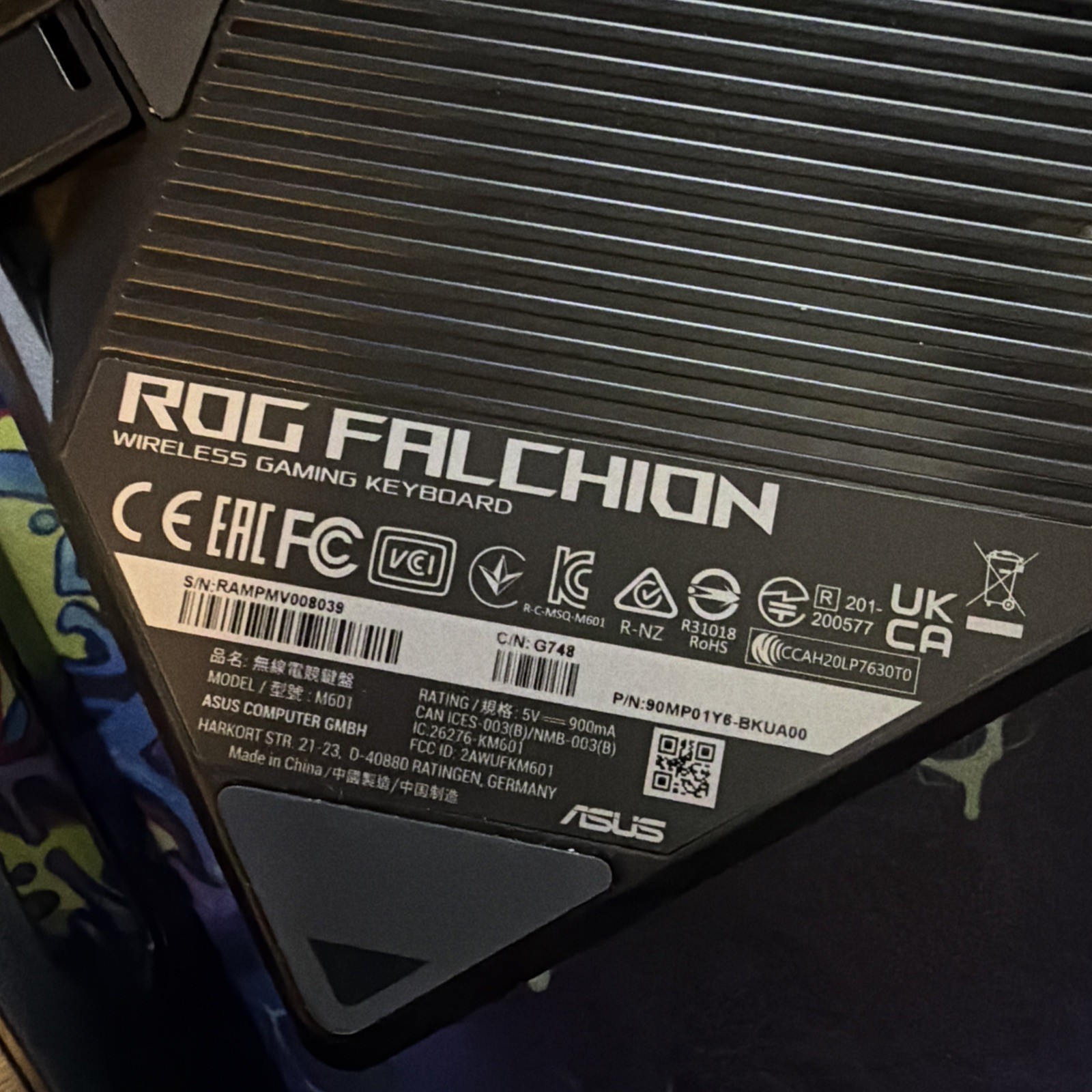 ASUS ROG Falchion 65% Wireless/Wired Mechanical Keyboard Red Switch Black