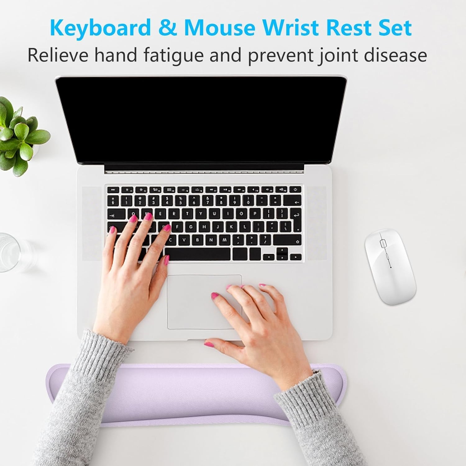 Non-Slip Ergonomic Wrist Support Cushion -Memory Foam 17×3.6in for Typing Relief