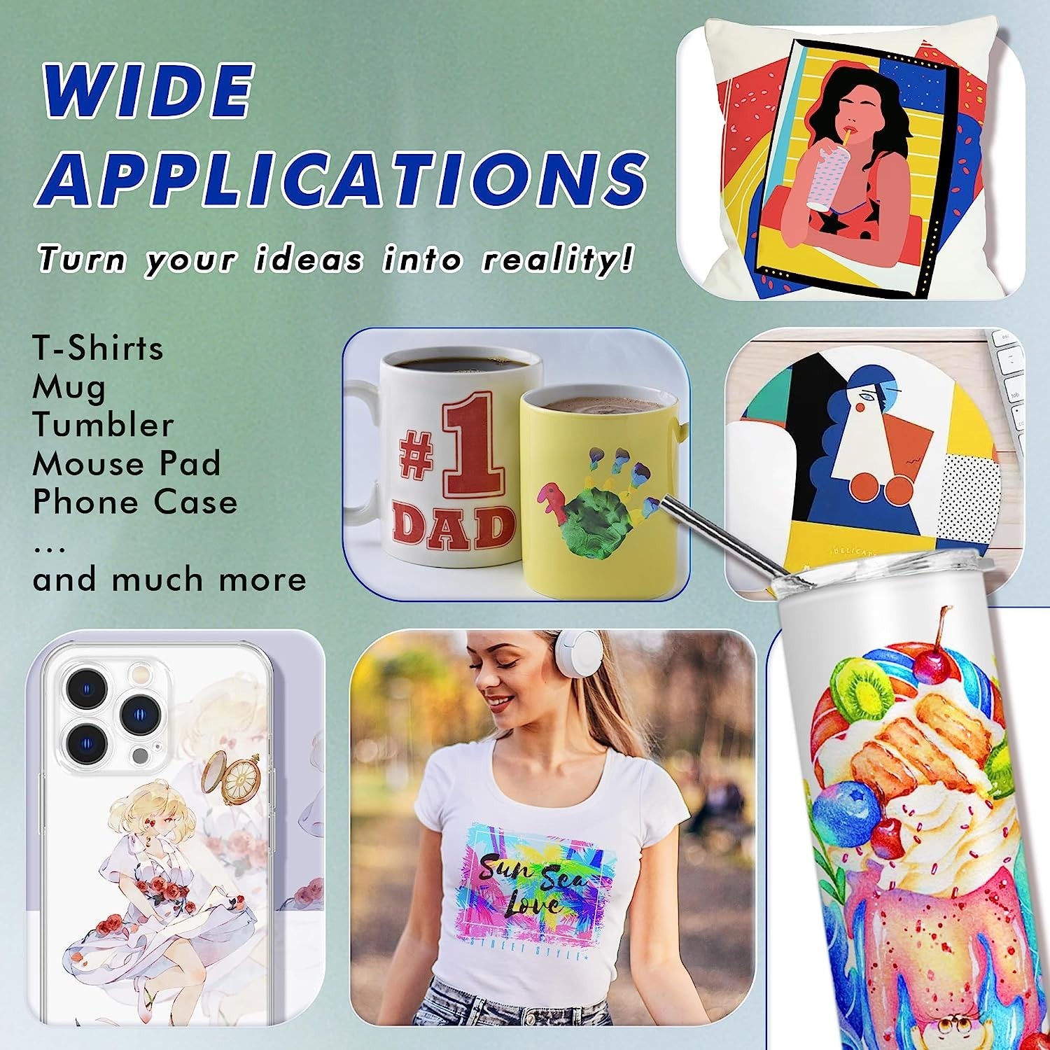 Bundle A-SUB Sublimation Ink + Sublimation Paper 8.5×11 + 2Roll Sublimation Tape