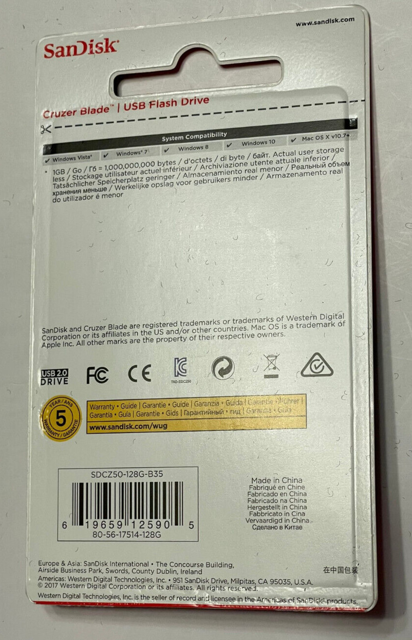 SanDisk Cruzer Blade 128GB USB Flash Drive – SDCZ50-128G-B35