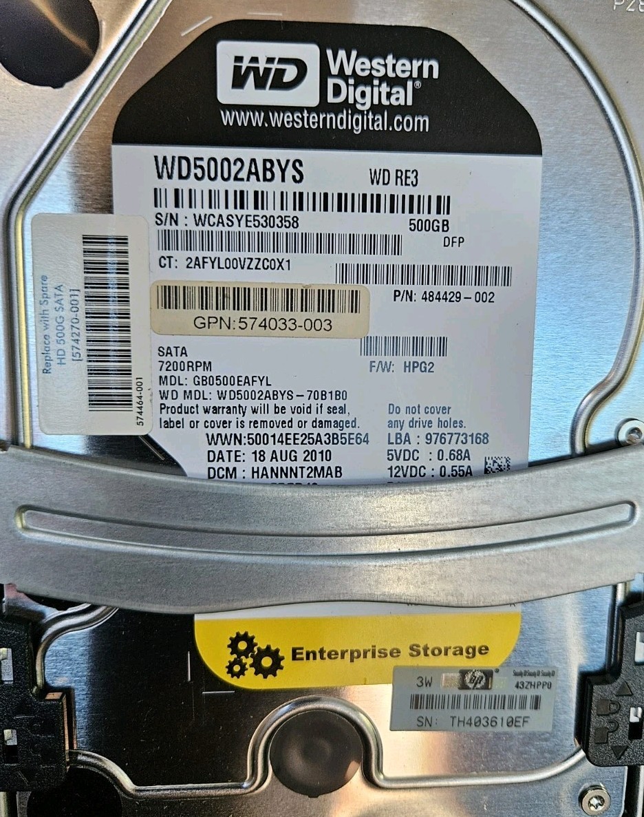 NEW Western Digital RE3 500GB Internal 3.5″ WD5002ABYS HDD ENTERPRISE HARD DRIVE