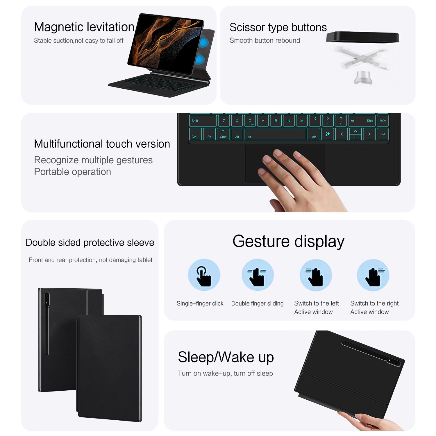 Keyboard Cover For Samsung Galaxy Tab S8 Ultra 14.6 inch Tablet Smart Book Case