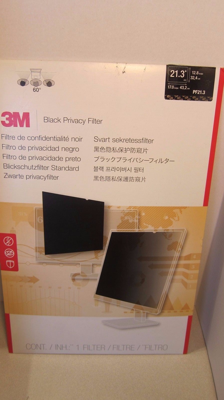 3M 21.3″ Black privacy filter wide Display PF21.3