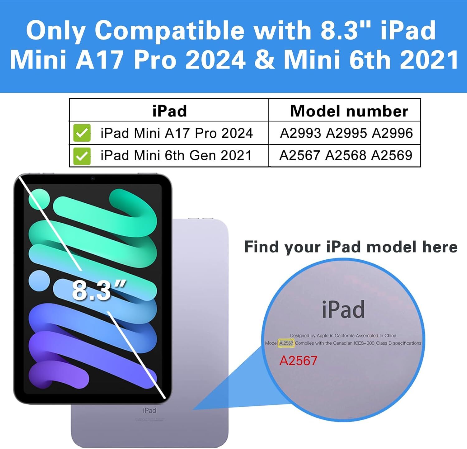 For iPad Mini (A17 Pro) 7th/6th Generation Case 8.3 inch Shockproof Stand Cover
