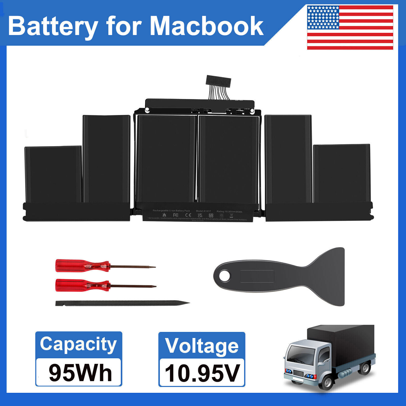 Replacement A1417 Battery for Macbook Pro 15”Retina A1398 Early 2013,Mid 2012
