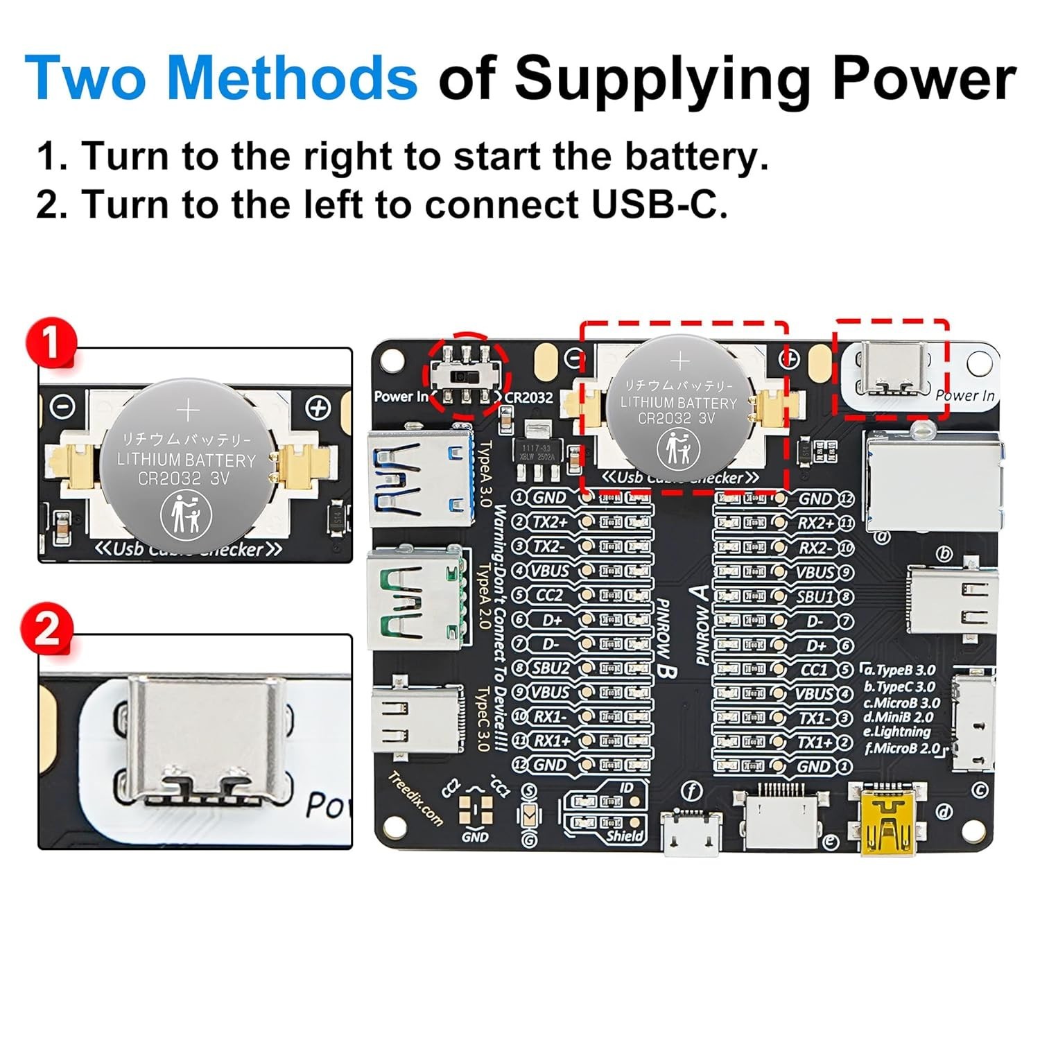 USB Cable Tester 3.35 inches x 2.76 (85mm x 70mm), Transparent