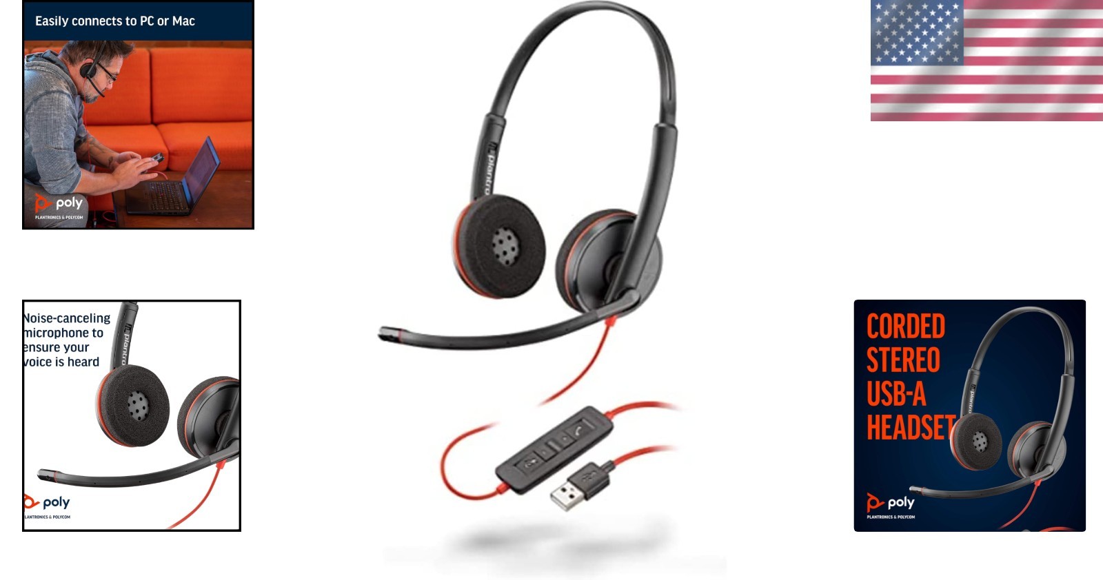 Blackwire C3220 Wired Headset – Active Noise Cancellation for Gaming & Calls