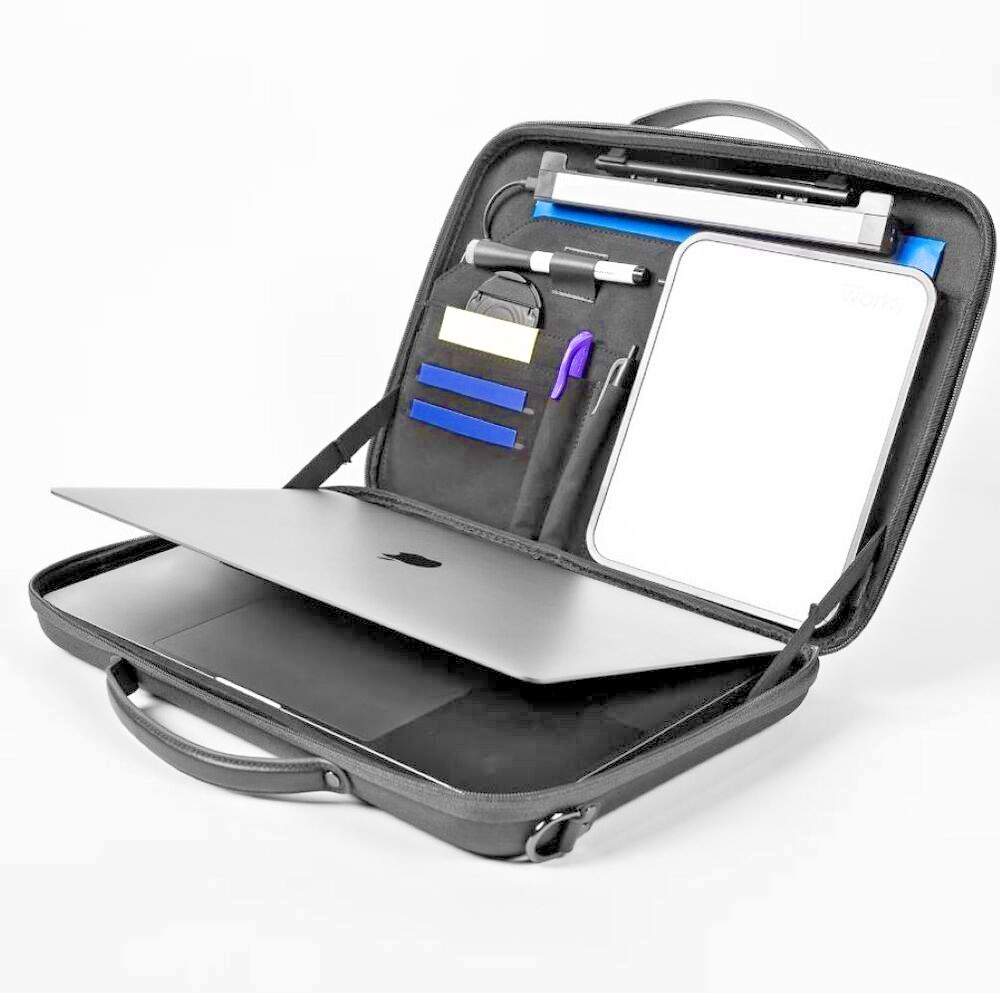 Worky Office 12-in-1 Everywhere Portable Briefcase Workstation Laptop Bag, Black