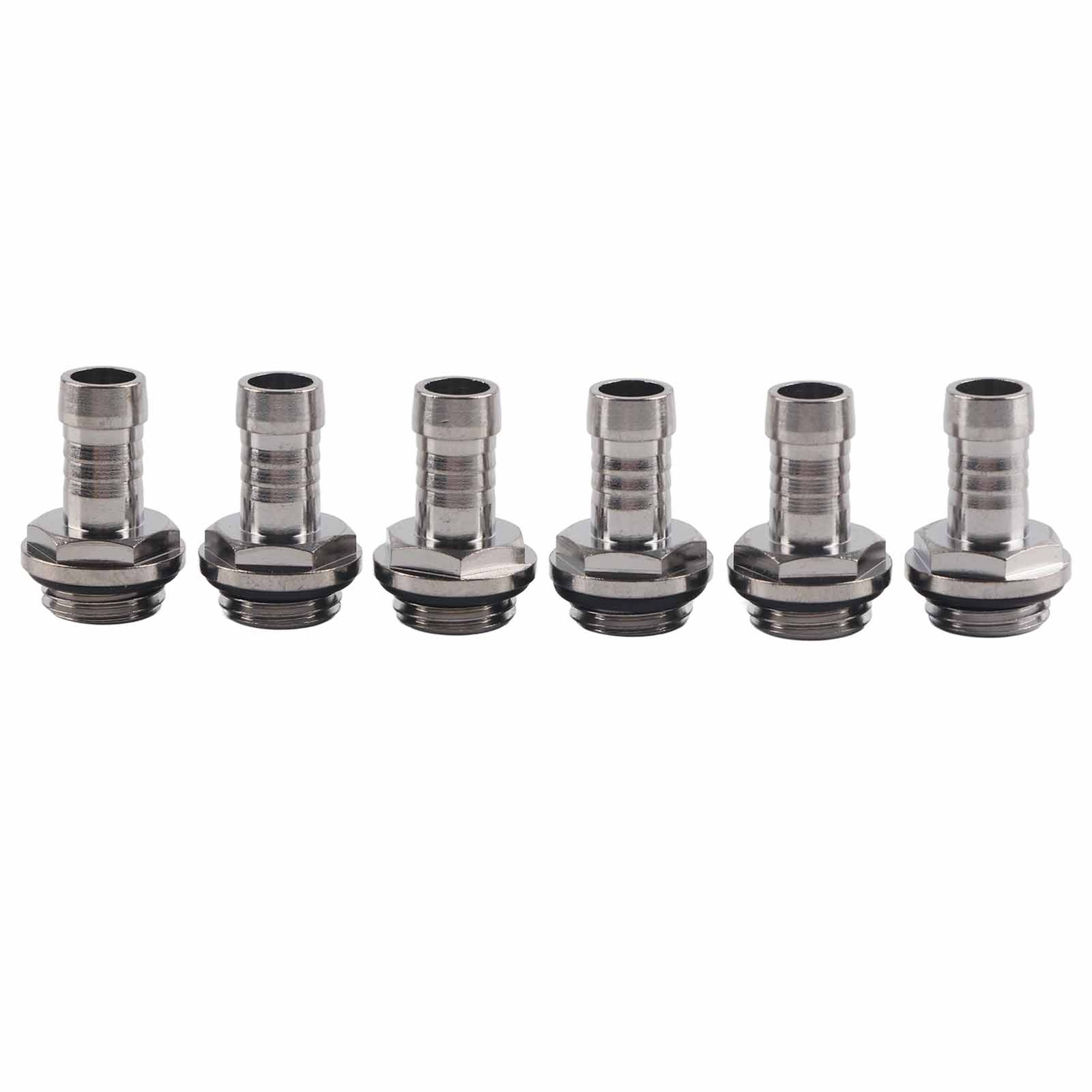6 PCS PC Water Cooling TwoTouch Fitting G1/4 Thread Barb Connector For Tube