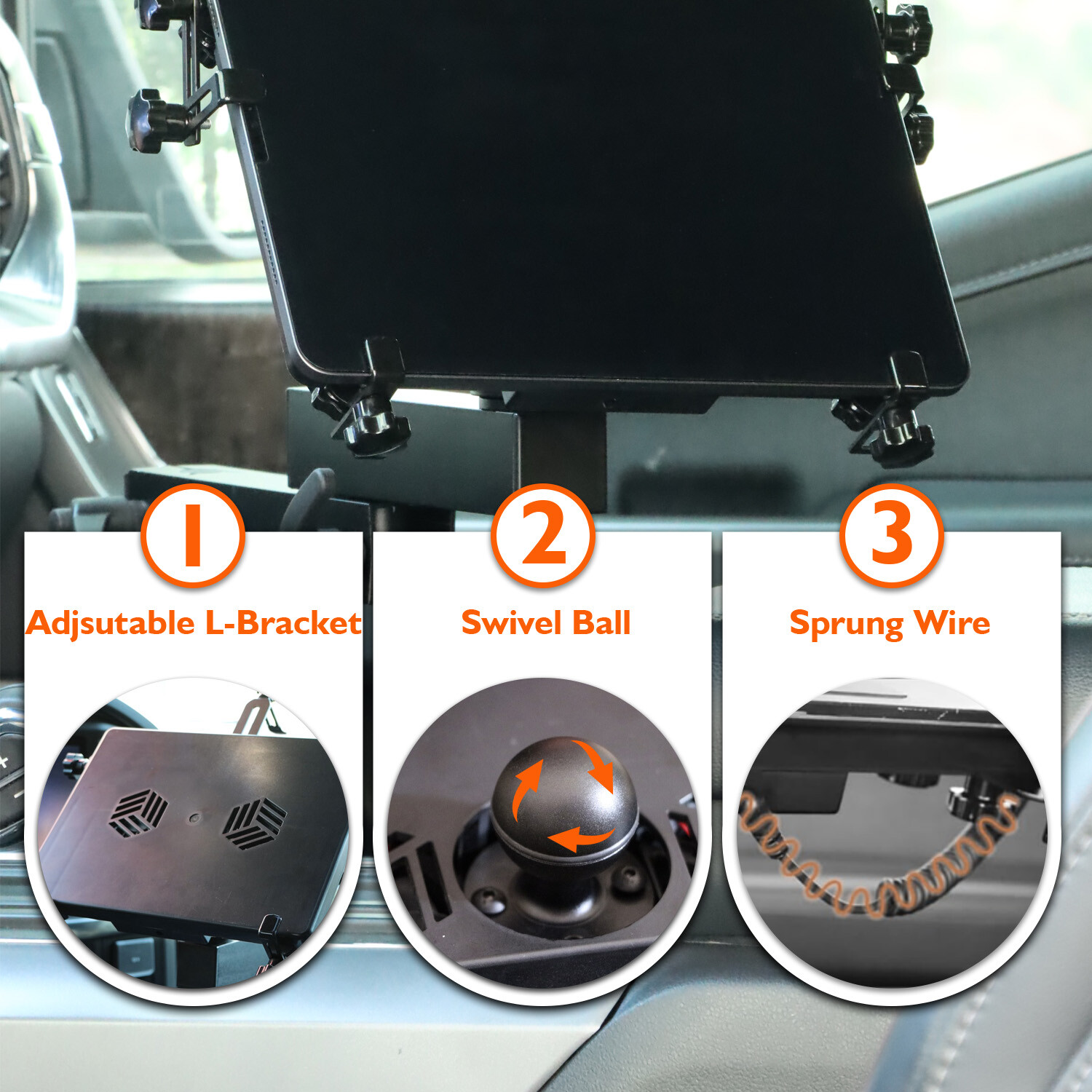 Heavy Duty Truck Laptop Mount for Toyota Tacoma 2024 2025 Adjustable Aluminum