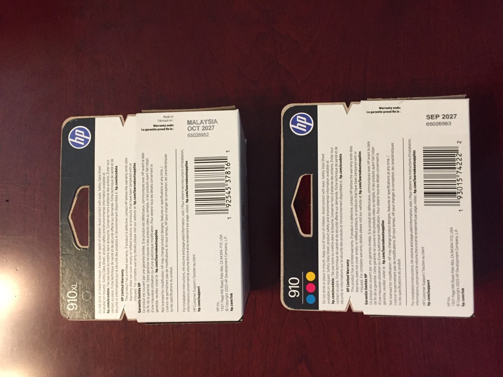 NEW – HP 910XL Black & 910 3-pack Cyan/Magenta/Yellow Original Ink Sept Oct 2027