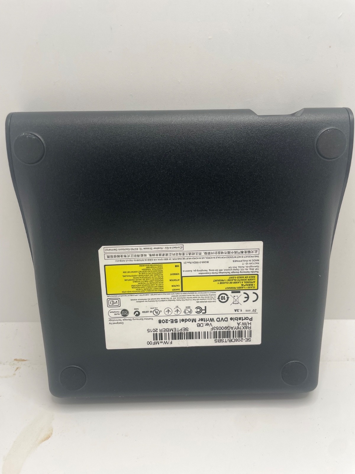 Samsung USB Ultra Slim Portable External DVD Writer Black Model SE-208, No Cable