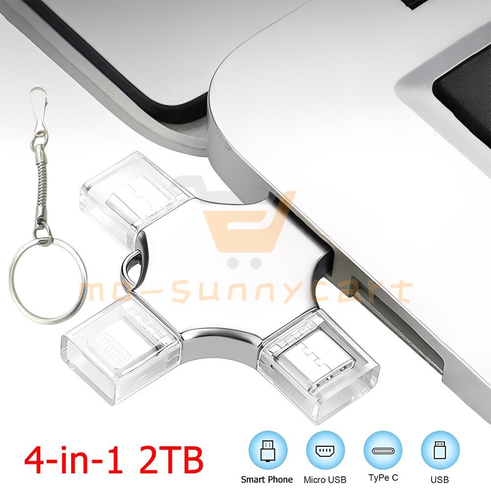 2TB 4-in-1 USB 3.0 Flash Drive Compatible with iPhone iPad Android USB-C