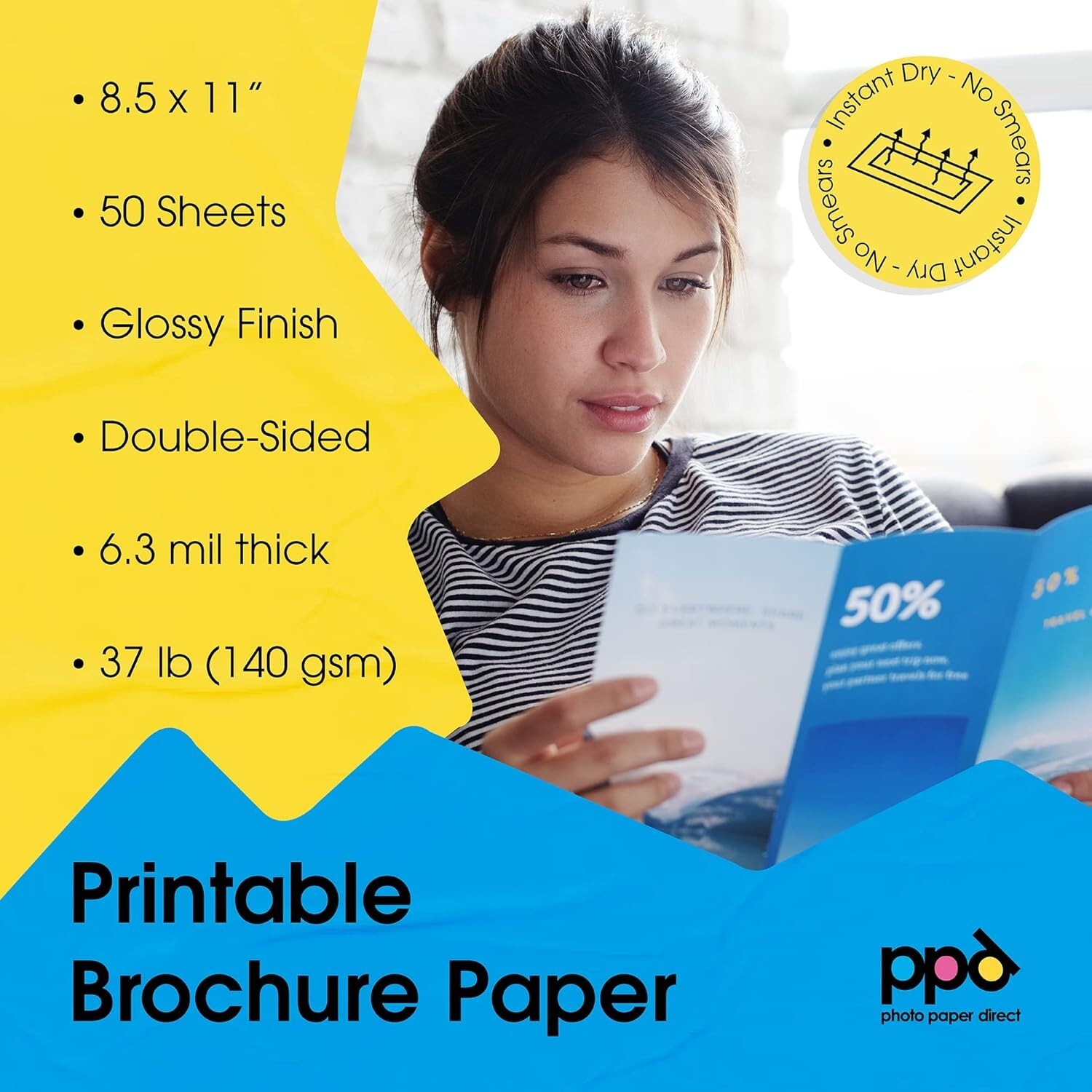 100 Sheets Glossy Brochure Paper 8.5×11 140gsm Double Sided Water-Resistant P…