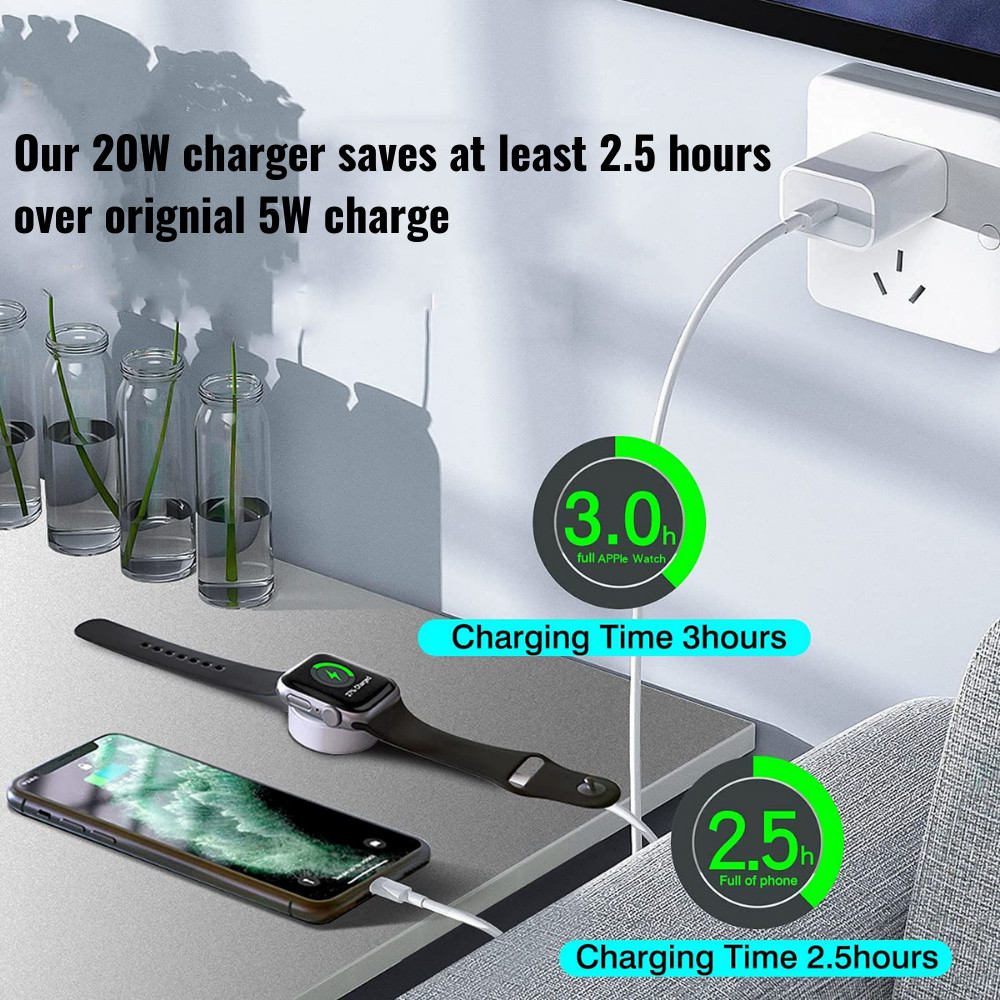 Magnetic USB-C Fast Charger Adapter Cable For Apple Watch iPhone 14 13 12 11