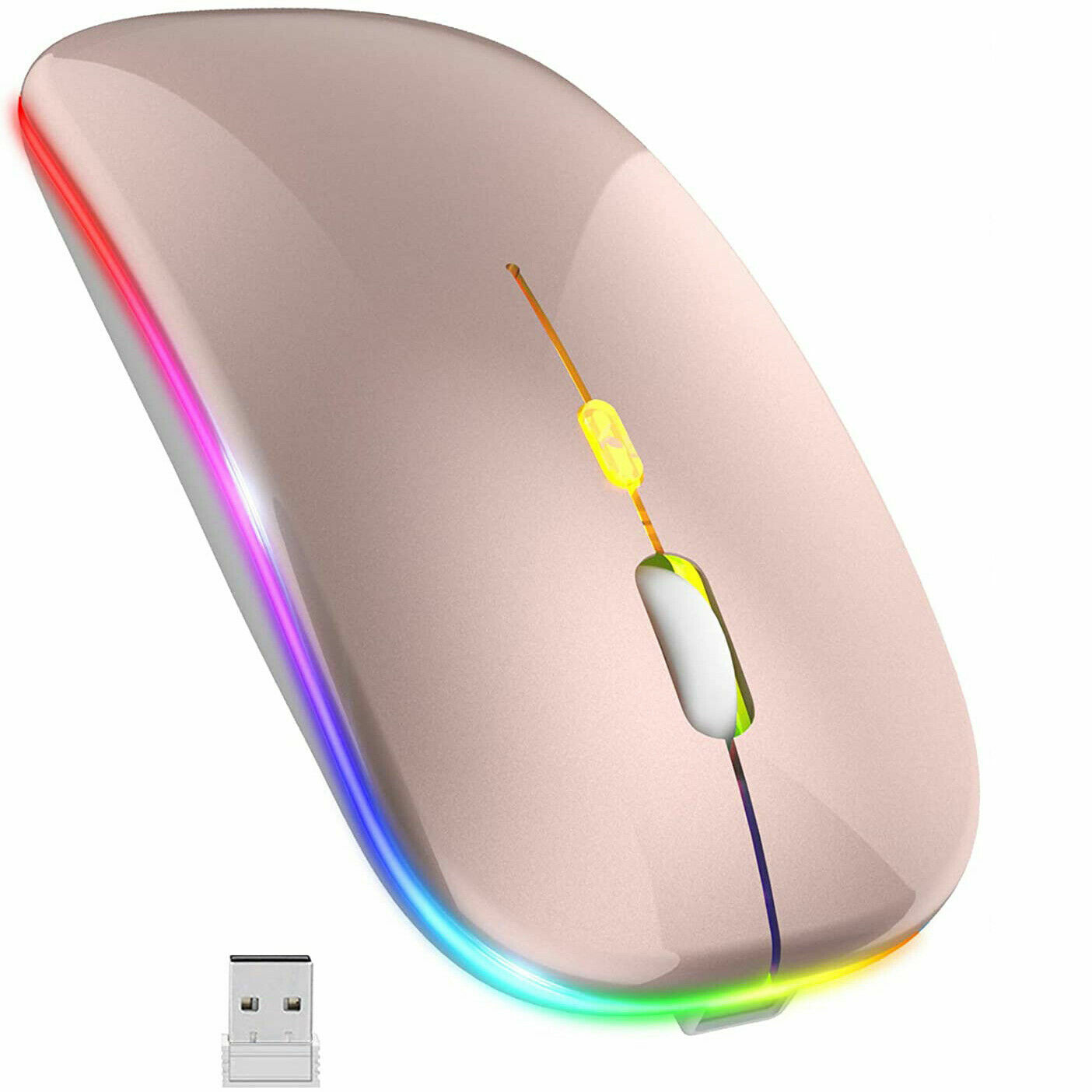 2.4GHz Wireless Optical Mouse USB Rechargeable RGB Cordless Mice For PC Laptop