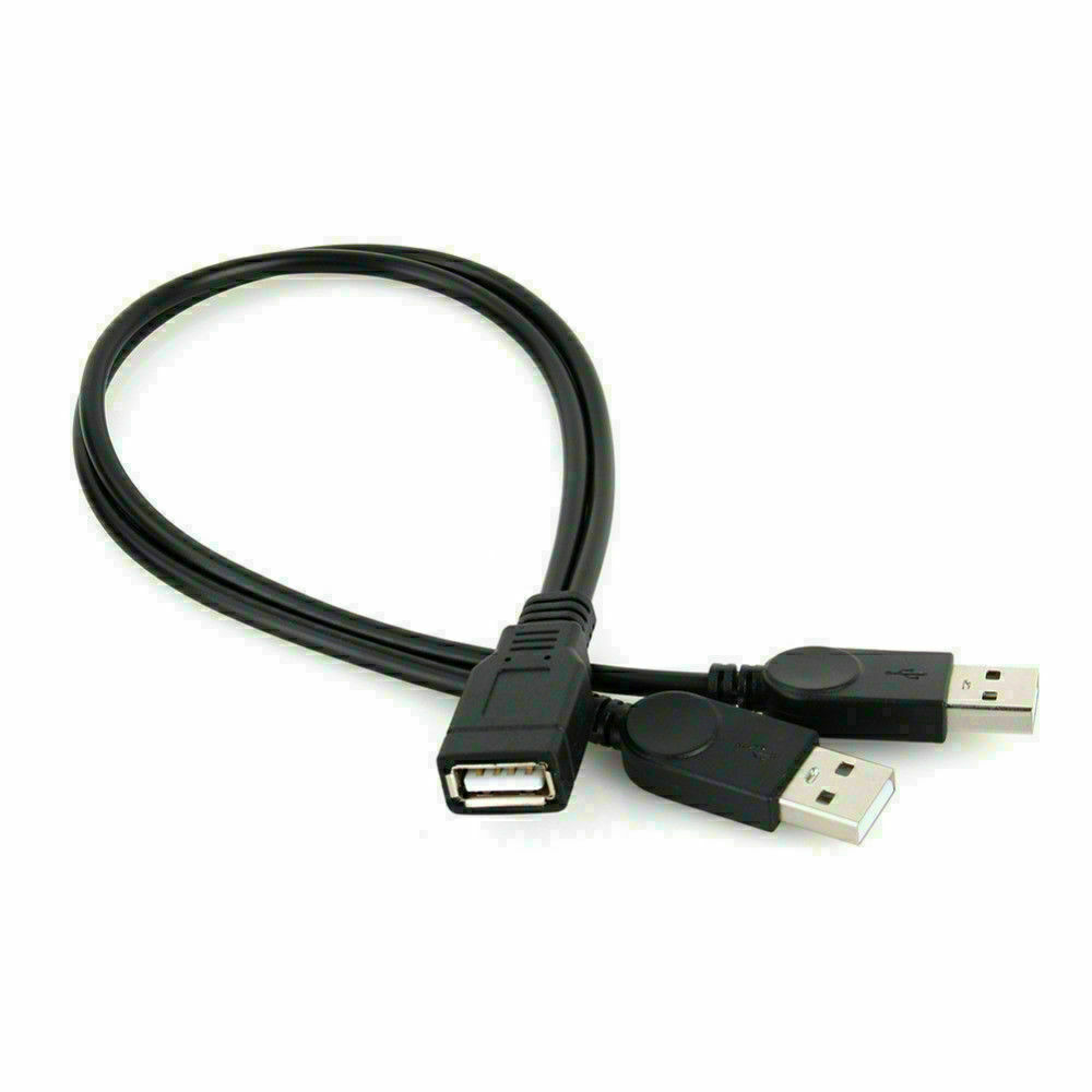 USB 2.0 Female to 2 Dual USB Male Power Adapter Y Splitter Cable Cord Connector