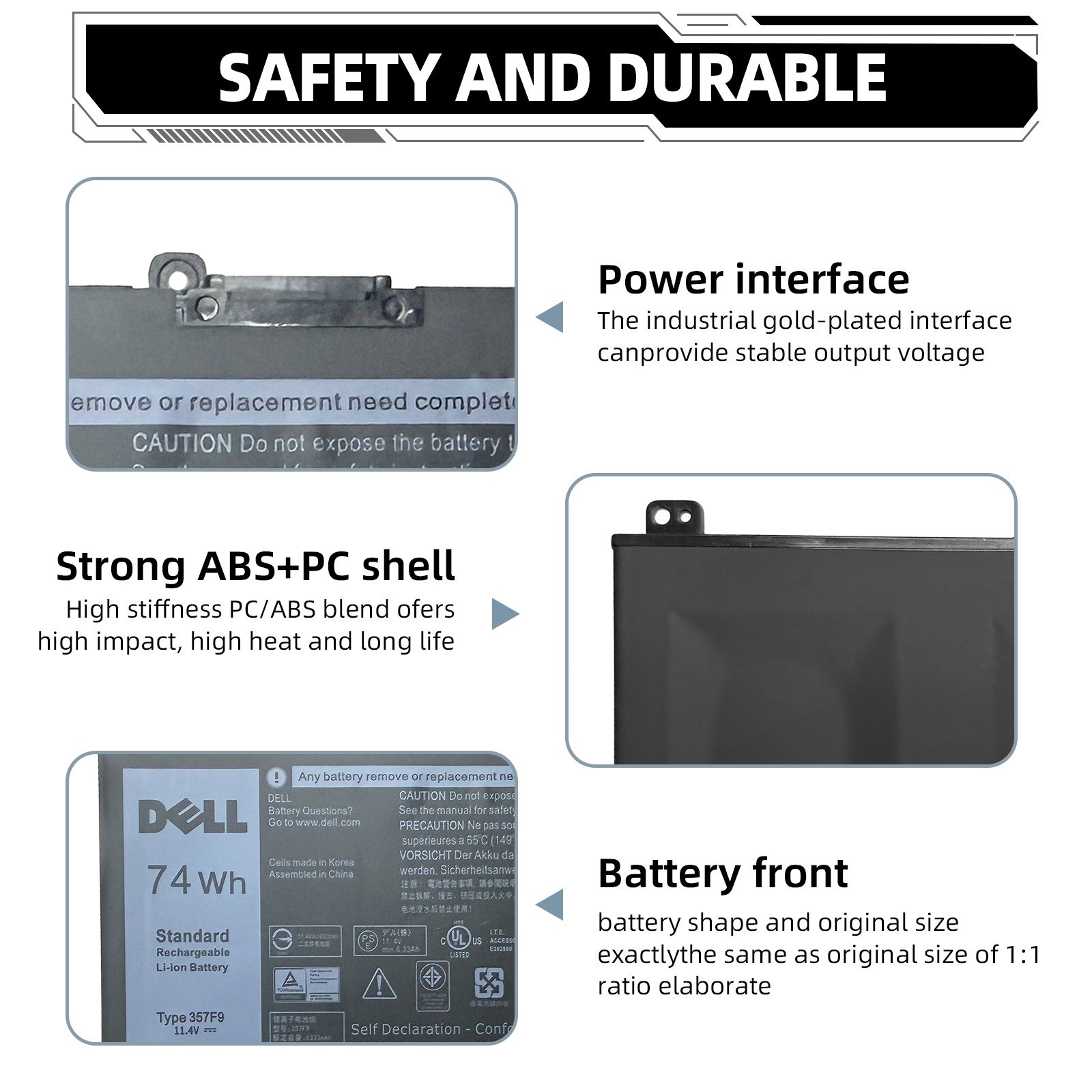 New Genuine 11.4V 74Wh Battery For Dell Inspiron 15 7559 7567 Type 357F9 71JF4