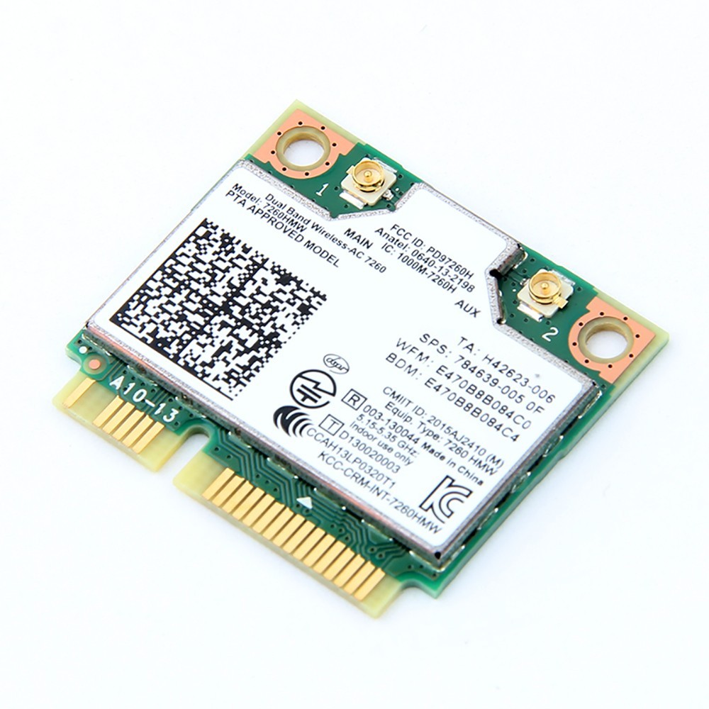 Intel 7260HMW Dual-Band Wireless-AC Card, 802.11ac WiFi + Bluetooth 4.0 for PC