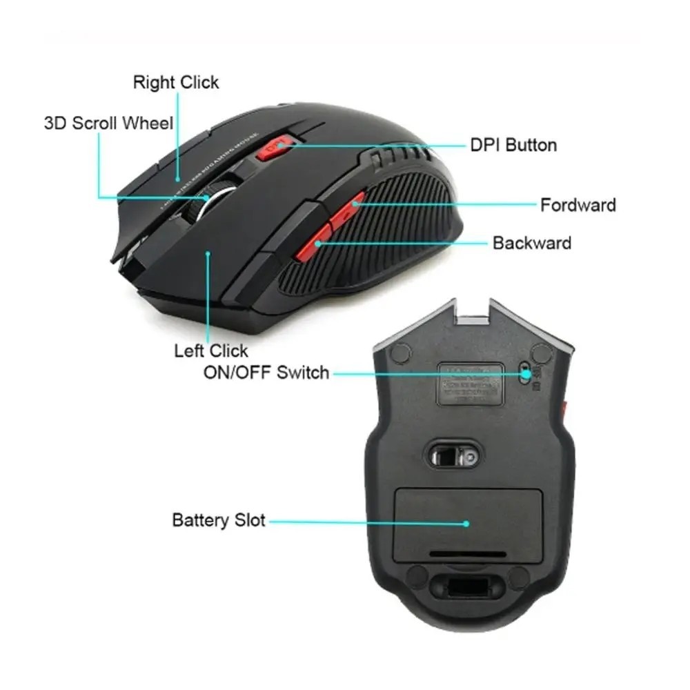 2 Wireless Optical Mouse Mice 2.4GHz USB Receiver For Laptop PC Computer DPI USA