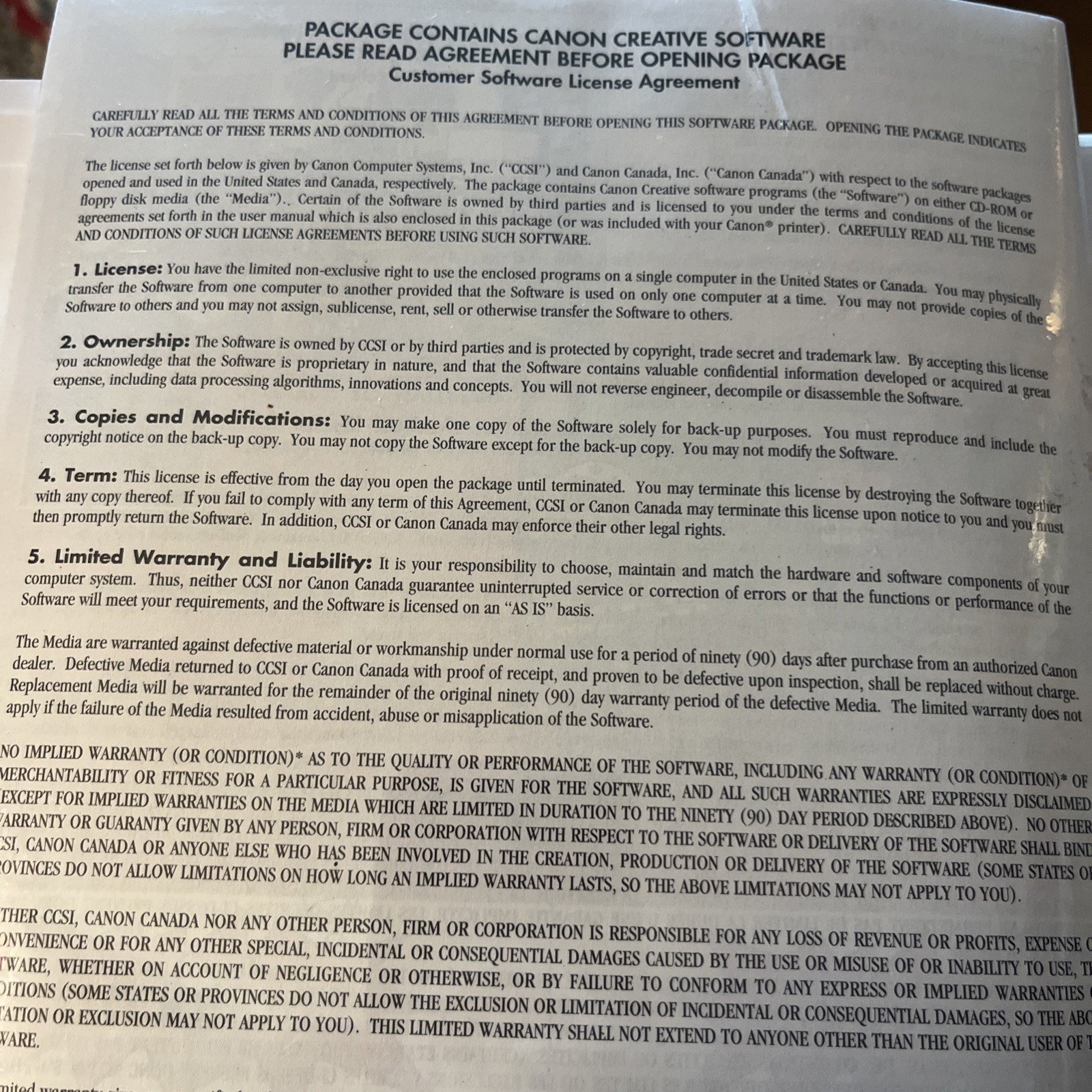 CANON CREATIVE CD ROM – CANON PRINTER STICKERS AND LABELS USER MANUAL & CD ROM