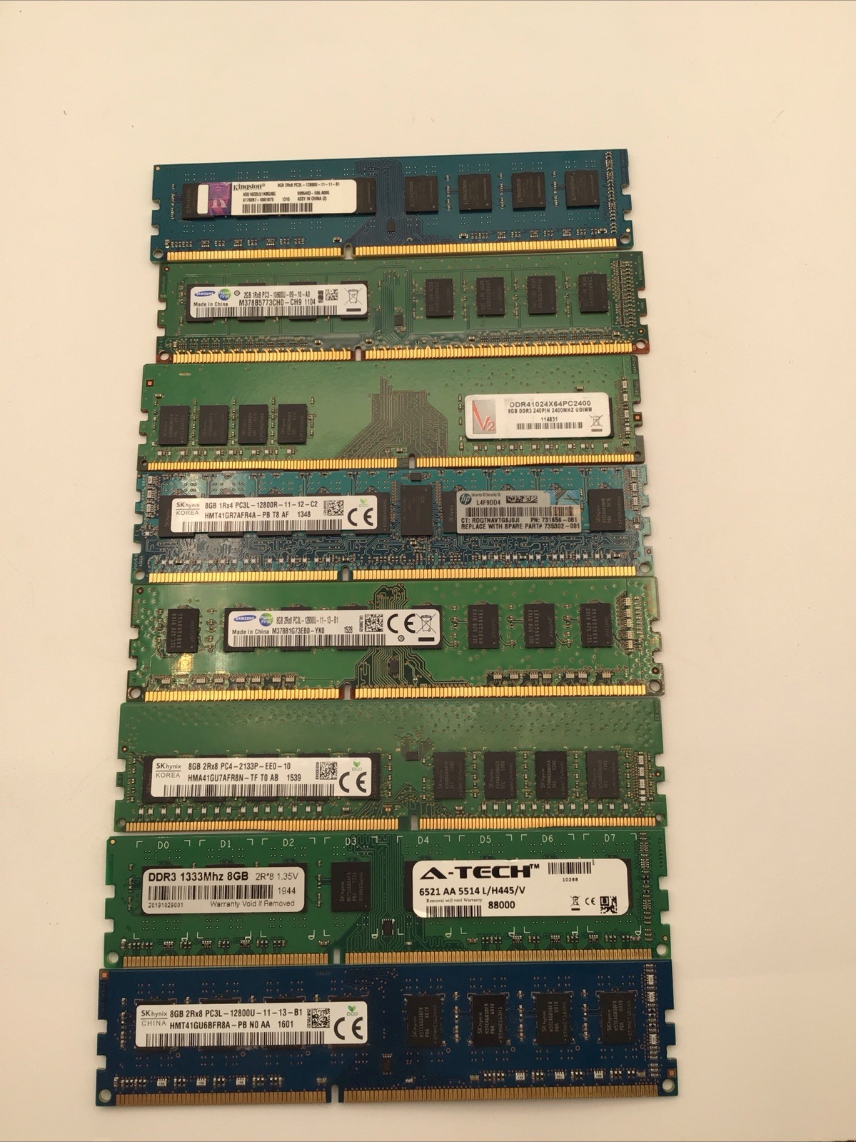 Mix Lot of 8x Brand & Speed DDR3 and DDR4 8GB Desktop Ram See In Description