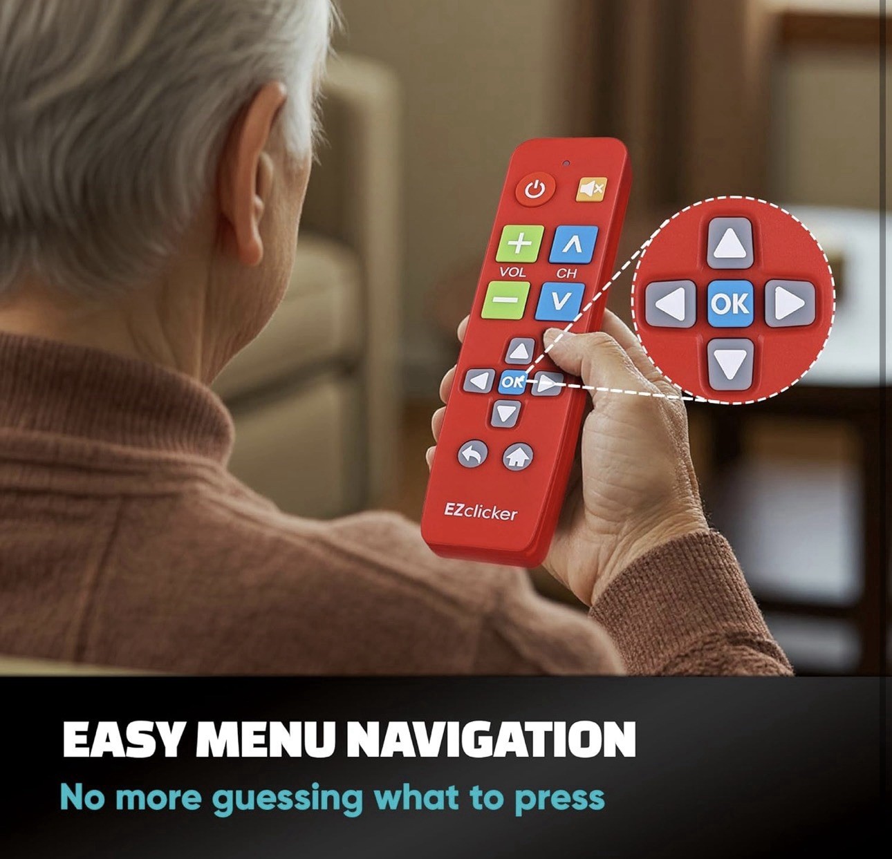 Big Button Universal TV Remote () Simple Easy to Use, Great for Seniors, Red