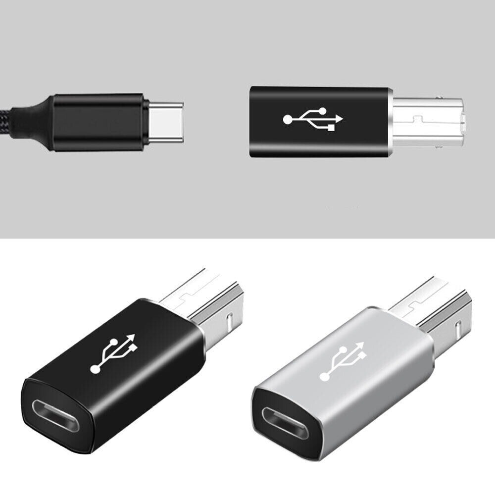 USB Type-C Female to USB B Male Adapter Straight For Scanner Printer Converter