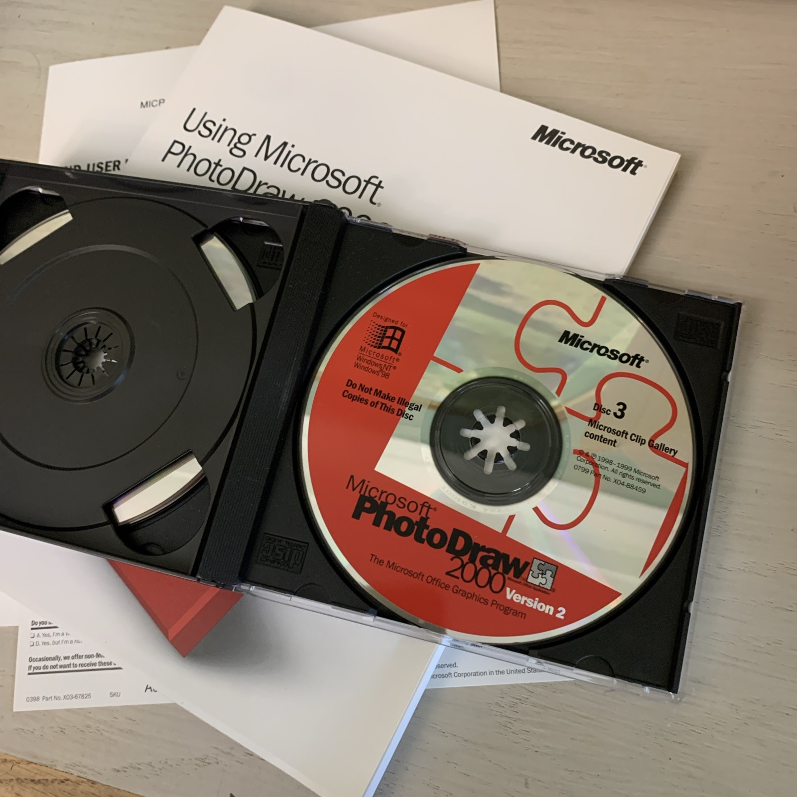 Microsoft PhotoDraw 2000 Version 2.0 – Open .MIX Files – 3 Disc Set – Open Box